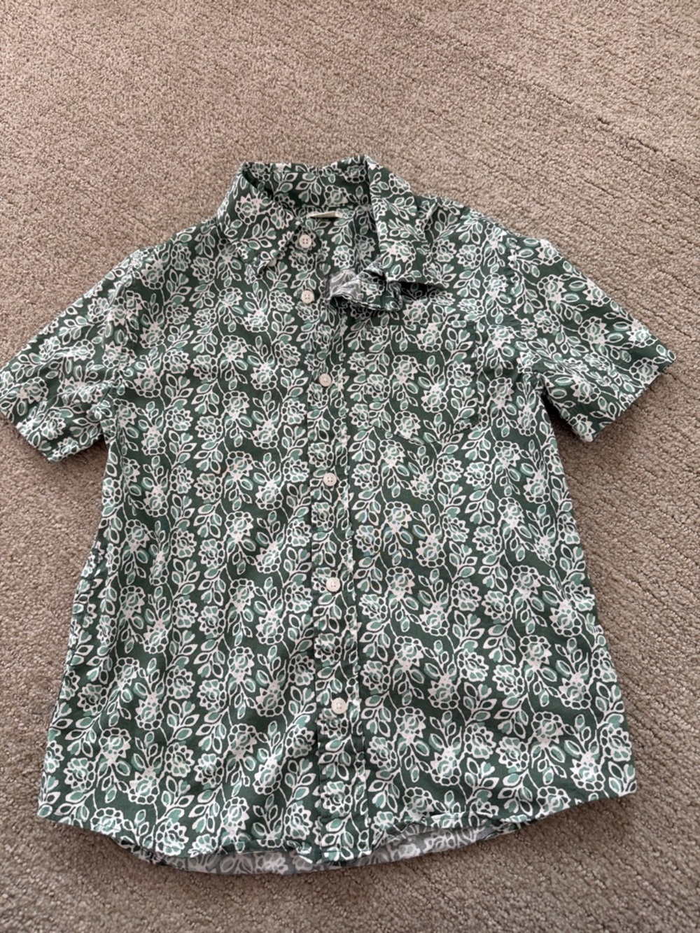 Crewcuts Green and White Floral Shirt